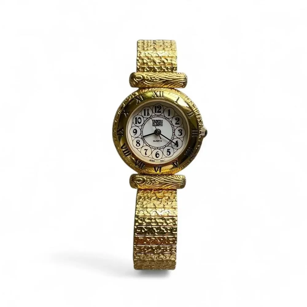 Faded Glory Gold,‎ Textured, Maximalist Women's Watch